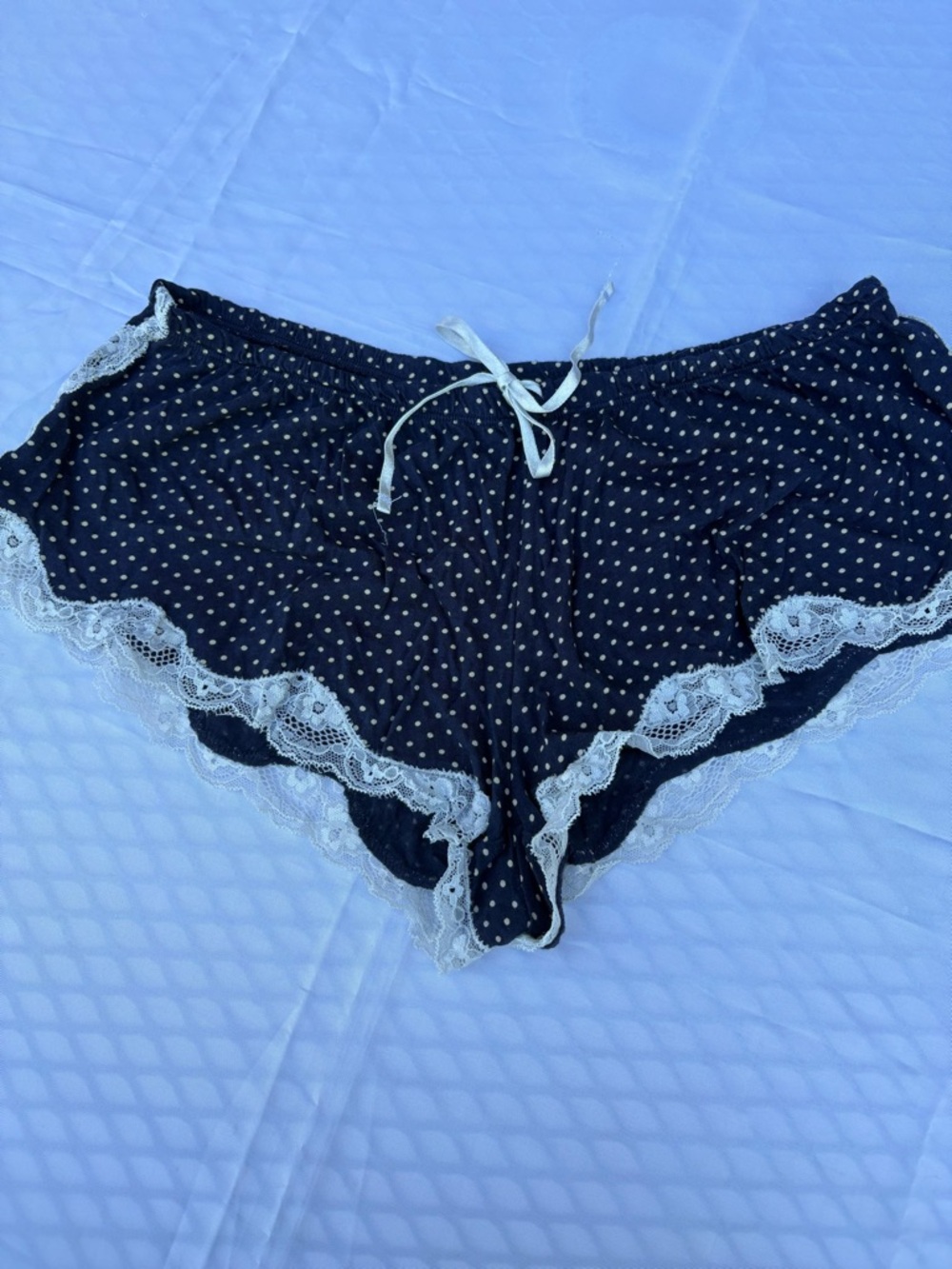aerie Navy Polka Dot Lounge Shorts with White Drawstring